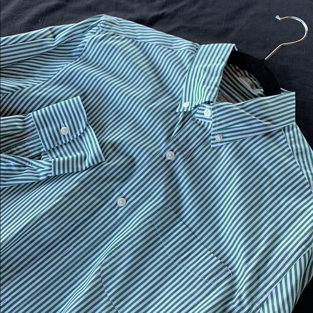 J Crew LS Green White Shirt (for St Pattys?)